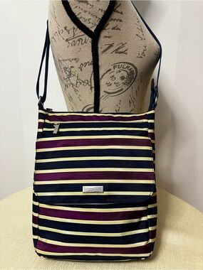 Baggallini Crossbody Bag Navy/Cream/Purple Stripes